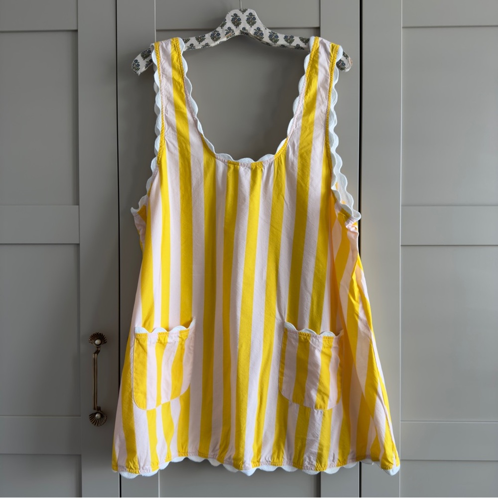Elizabeth Gillett Ric Rac Cover-Up in yellow and white stripes M/L